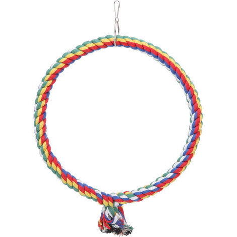 Anneau en corde de coton pour oiseaux, jouet coloré, balanoire pour perroquets, perruches, calopsittes, Conure, tourtereaux, pinsons, aras L (1/5)