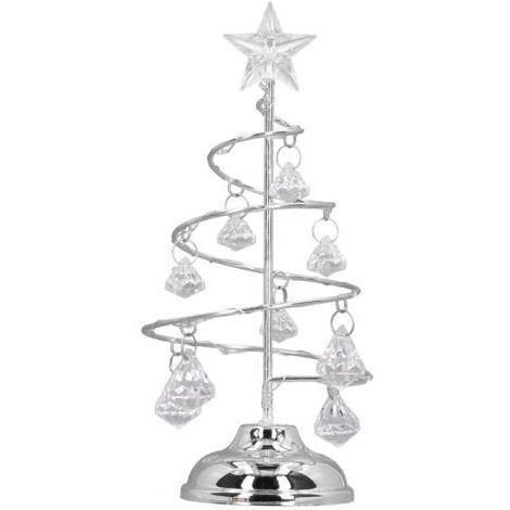Lampe LED pour arbre de nol, petit cristal décoratif en fer, veilleuse, ornement pour cadeau, lumière blanche argentée (1/5)