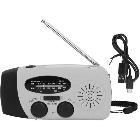 Radio solaire à manivelle LED d'urgence multifonctionnelle avec lampe de poche pour le camping en plein airgris argent amérique (1/5)