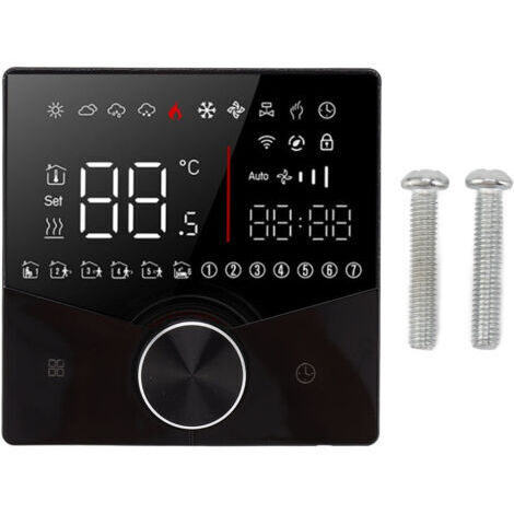 Bouton de Thermostat intelligent, panneau d'affichage couleur LCD numérique pour Sauna, système de chauffage par le sol, noir (1/5)