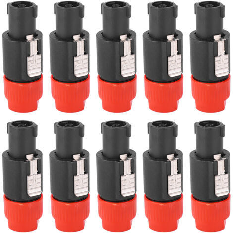 Connecteur de haut-parleur Audio C NL4FC, connecteur de câble de prise de haut-parleur étanche à 4 broches (rouge), 10 pièces (1/5)