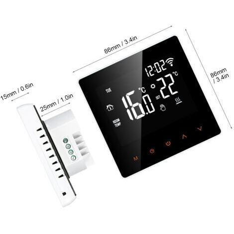 Thermostat intelligent Wi-Fi, contrôleur de température numérique, contrôle par application, écran LCD, écran tactile, chauffage au sol électrique programmable pour la maison, l'école, le burea (1/5)