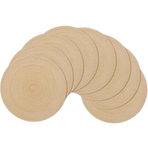 Set de Table, Lot de 6 , Kaki 38x38cmSet de Table Rond Tressé Lavable Napperons Résistantes à la Chaleur pour Table de Salle à Manger (1/4)