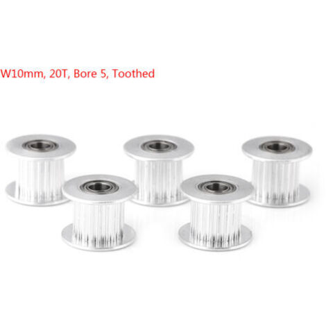 5 poulies de distribution en aluminium 2GT pour imprimante 3D (largeur 10 mm, 20 dents, alésage 5, dentées) (1/5)