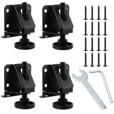 (Noir)Lot de 4 pieds de nivellement réglables pour meubles M10 pour tables, étagères, armoires, établi avec écrous de verrouillage (1/4)