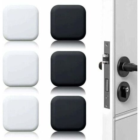Butée de porte murale blanche/noire 45 mm x 45 mm, lot de 6, butées de porte en caoutchouc auto-adhésives, butées de poignée de porte, butées murales pour poignées de porte contre butées de porte (1/4)