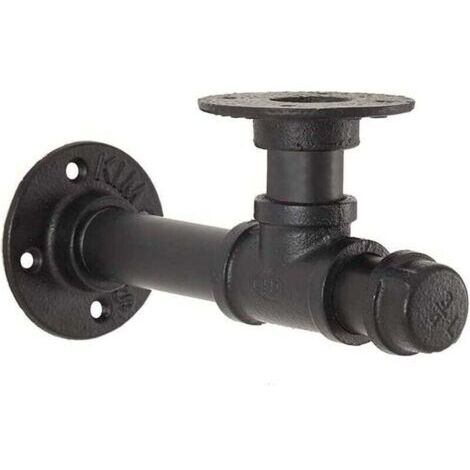 1 pièce, support d'étagère en tuyau, support d'étagère murale de style industriel, support d'étagère noir, support mural décoratif pour décorer la cuisine, le salon, la chambre à coucher (1/4)