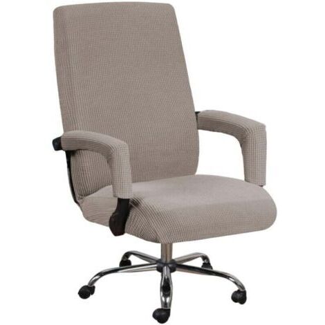 Chaise d'ordinateur Housse de chaise de bureau élastique (Marron, L),Housse de chaise universelle pour chaise d'ordinateur, décoration, protection de la chaise de loisir (1/4)