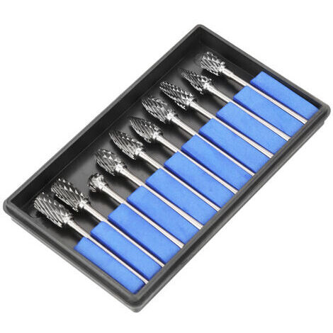 Ensemble de 10 fraises rotatives en acier au carbure de tungstène pour le travail des métaux et la sculpture (3 x 6 mm). (1/5)
