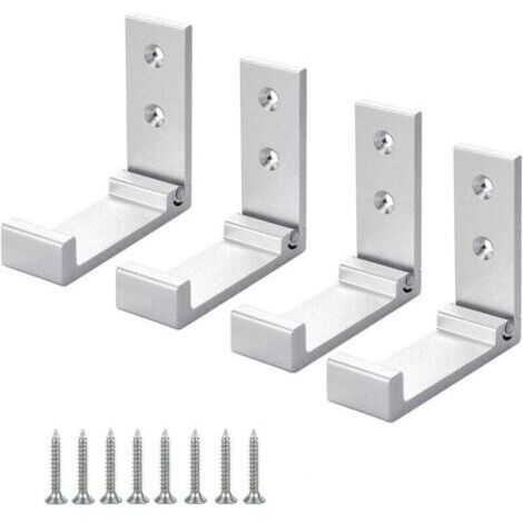 4 Pièces (Argent) Crochet de Suspension Mural en Alliage D'aluminium Patères Pliables à 90 ° avec vis pour Armoire de Porte Murale Cuisine Salle de Bain Bureau Mural Vestiaire Salle de Bain (1/4)
