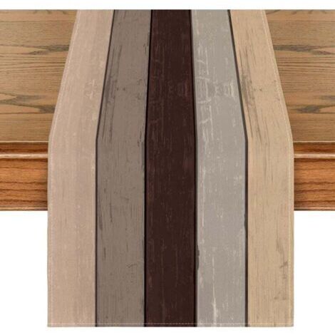 Chemin de table d'automne - Antique - Bois rustique - Décoration saisonnière de table de cuisine en intérieur, décor de fête/vacances - 33x 120 cm (1/4)
