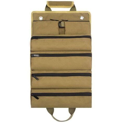 Sac de quincaillerie roulé kaki jardin électricien menuiserie sac de quincaillerie épaissi sac d'outils de quincaillerie voiture sac de rangement d'outils (1/4)
