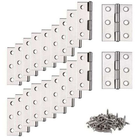 20 Pièces Charnières de Porte Pliables en Acier Inoxydable Charnières Piano Armoire avec Vis Paumelle Meuble pour Maison (1/4)