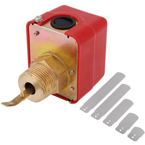 Interrupteur de débit d'eau en laiton AC250V 10bar, commande à palette, raccord fileté NPT, rouge (1 pièce) (1/5)