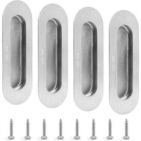 Poignées de Porte à Porte Coulissantes(4 Pièces),Poignées de Porte Invisibles Argent (1/4)