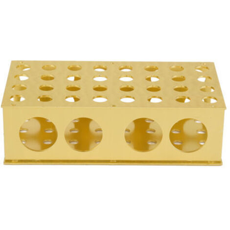Support de tubes à essai en aluminium doré, diamètre des trous : 8 × 12,3 × 18 × 30 mm, pour laboratoire (1/5)