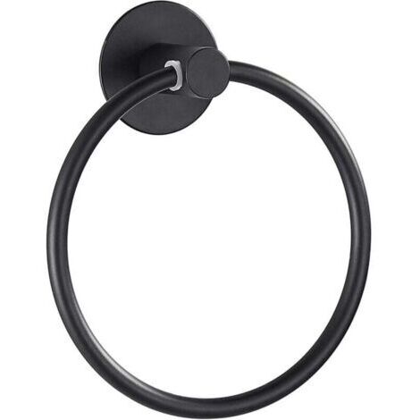 (Noir)Porte Serviette Adhesif Salle de Bain Fort Anneau Porte-Serviette, Acier Inoxydable, Le Chromé (1/4)