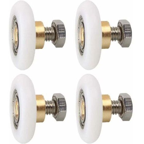 4 pièces Roulette Porte de Douche 23 mm, Roues de Rechange pour Porte de Douche Roulettes de Rechange pour Porte de Douche RainuréE avec vis Diamètre (1/4)