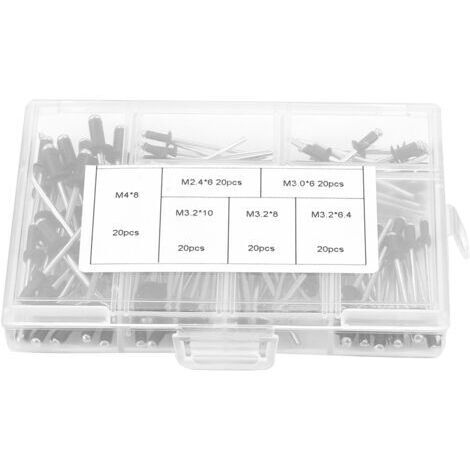 Kit de 120 rivets aveugles en aluminium M2.4 / M3.0 / M3.2 / M4, avec boîte. (1/5)