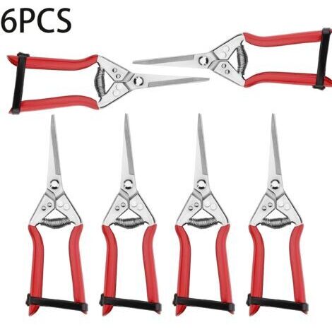 Lot de 6 cisailles multifonctions pour jardin – Lames métalliques tranchantes, poignées ergonomiques antidérapantes, taille fruits et légumes (1/5)