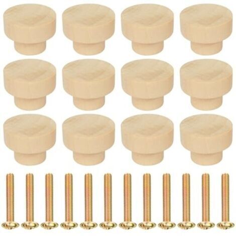 12pcs Poignée Meuble en Bois, Rond Boutons de Meuble, Boutons de Portes pour Placards, 35 mm Poignet de Tiroir, pour Décoration D'intérieur, Placard, Penderie, Tiroir, Armoires de Cuisine (1/4)