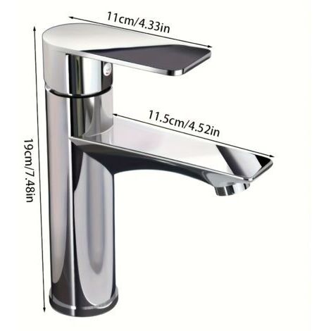 Mitigeur de Salle de Bain Monotrou Chromé – Robinet Économiseur d’Eau à Commande Chaude et Froide, Levier Unique pour Lavabo et Meuble Vasque (1/4)