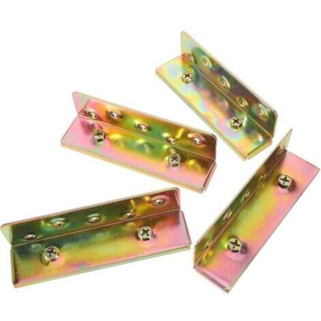 Lot de 4 Supports Métalliques pour Longerons de Lit Dorés Fixations Robustes 148 X 44 X 35 CM Connecteurs de Cadre de Lit Résistants à la Corrosion Quincaillerie pour (1/4)