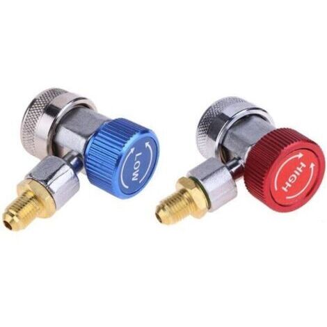Lot de 2 connecteurs rapides pour climatisation de voiture, systèmes de climatisation haute pression basse pression R134A (1/4)
