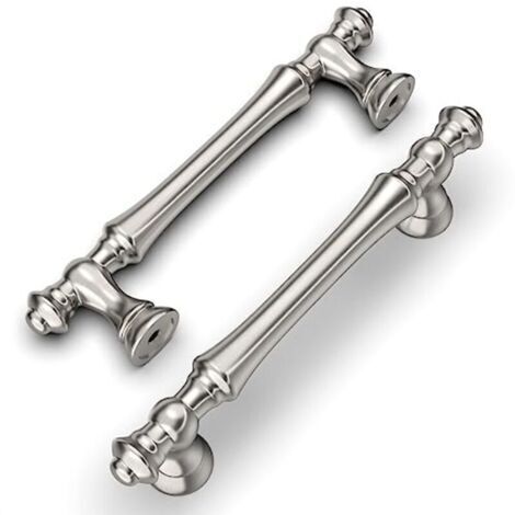 6 Pièces Poignées de Meuble Nickel Brossé,96mm, en Alliage de Zinc, pour Cuisine, Armoires, Tiroirs et Placards (1/4)