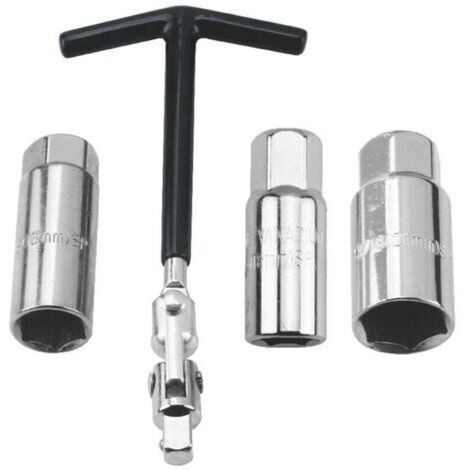 Jeu de 4 clés à bougie d'allumage 16/18/21 mm, clé à bougie universelle pour voiture et moto, extracteur de bougies d'allumage, jeu de clés à bougie d'allumage (1/4)