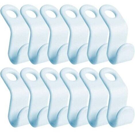 56 Mini cintres en Cascade, Crochets de Connexion pour cintres, Gain de Place dans Les placards (Bleu Ciel) (1/4)