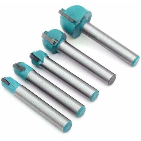 5 Pcs 6mm Tige Routeur Core Box Bits ， Fraise à Rainure Ronde Outils à Bois 6mm/8mm/10mm/12mm/18mm (1/4)