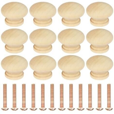 12pcs Poignée Meuble en Bois, Boutons de Meuble, Boutons de Portes pour Placards, 35 mm Poignet de Tiroir, pour Décoration D'intérieur, Placard, Penderie, Tiroir, Armoires de Cuisine (1/4)