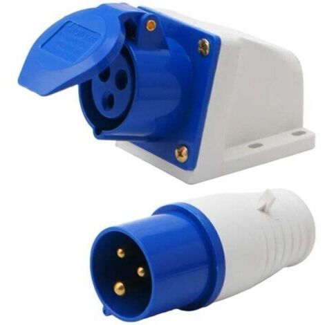 Prise industrielle 16 ampères 3 broches 220-250V étanche IP44 2P + E 3 phases 16A adaptée aux camping-cars, caravanes, camping-cars,DEBUNS (1/4)