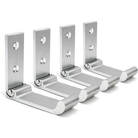 (Argent) Crochets Muraux Pliables, 4 Pièces Support Casque Mural, Crochets pour Manteaux Invisibles, Crochet Mural en Aluminium, Avec Vis, Patère (1/4)