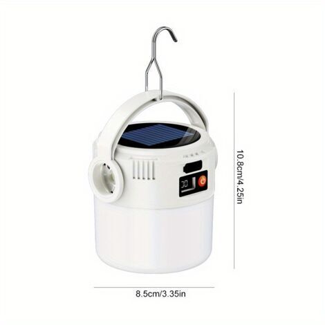 Lampe de Camping 2-en-1 Solaire & USB – Lampe Suspendue Portable avec Torche COB LED Haute Puissance pour Extérieur et Urgences (1/5)