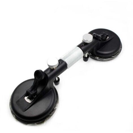 Ventouse à double tête pour carrelage, ventouse sous vide pour carrelage en verre, ventouse renforcée, épisseuse de joint, pompe à main en marbre, noire (1/4)