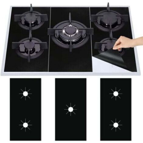 3Pcs Plaque de Cuisson à Gaz Protection en Téflon, Tapis de Cuisinière à Gaziniere Gaz Réutilisables, Protection d'écran Anti-adhésif, Nettoyage Rapide (1/4)