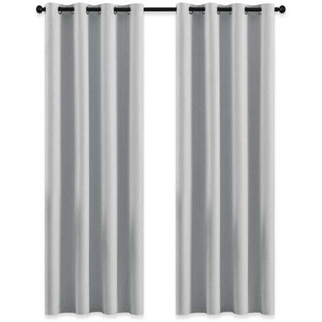 Rideau Occultant - Rideaux d'Extérieur pour Jardin Pergola à Oeillets Lumière Bloquer Isolant Thermique Décoration pour Tonnelle, L 132 x H 213 cm, Gris Blanc, 2 PCs (1/4)