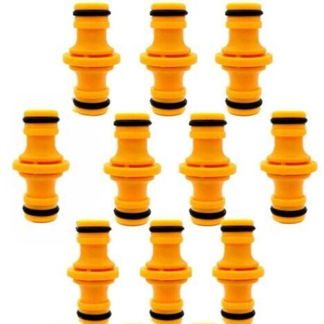 Lot de 10 connecteurs de tuyau doubles mâles pour raccorder un tuyau d'arrosage et un système d'irrigation. (1/4)