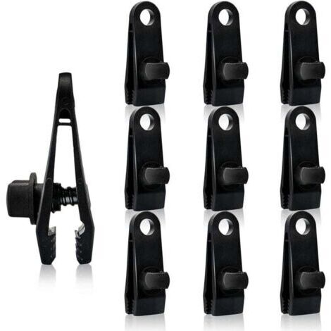 Lot de 10 pinces à bâche robustes en plastique, réutilisables, pour tente en linoléum, pour jardin et ferme (1/4)