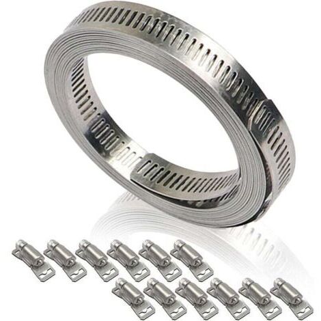 Lot de 12 colliers de serrage en acier inoxydable - 5 m - Avec vis - Pour réservoir, maison, tuyau de gaz, tuyau d'eau, refroidisseur, automobile (1/4)