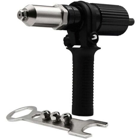 Adaptateur Riveteuse, Kit d'adaptateur de Pistolet à Riveter pour Perceuse électrique sans Fil, Pistolet à Riveter électrique Rivetage Outil (1/4)