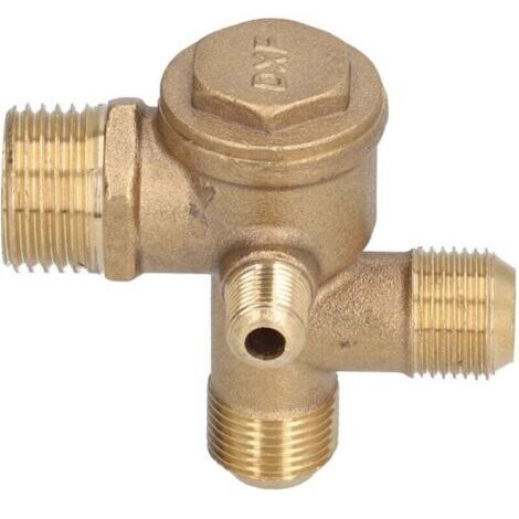 Composants de remplacement de valve de compresseur d'air, accessoire de clapet anti-retour à Double tuyau en laiton à 4 voies 10x16x 16x20.5mm / 0.4x0.6x0.6x0.8in (1/4)