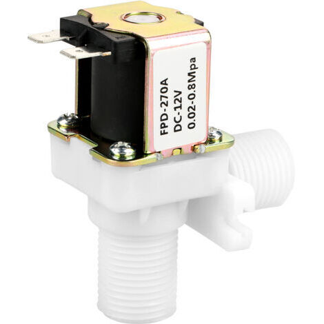 Électrovanne en plastique DN15 G1/2 CC 12 V, normalement fermée, avec interrupteur d'entrée d'eau