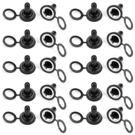 Lot de 20 capuchons de protection étanches en caoutchouc noir pour interrupteurs à bascule de 12 mm (1/5)