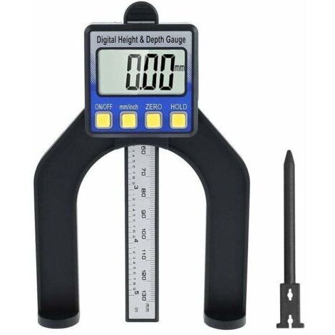 Jauge de Profondeur Numérique 80 mm Jauge de Hauteur et de Profondeur Menuiserie avec Tige de Profondeur Pieds Aimantés Fonction de Maintien Outils de Mesure Intelligente pour Table de Toupie à (1/4)