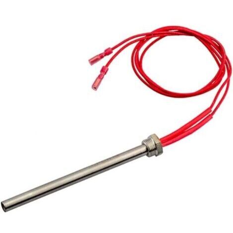 Bougie d'allumage 220 V 300 W pour poêle à granulés de bois – 140 mm (longueur) – Filetage M16 et pas de 1,5 mm (1/4)