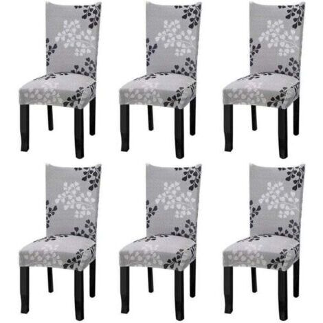 Housses de chaise extensibles universelles lot de 6 housses de chaise pour chaise salle à manger feuilles d'automne (1/4)