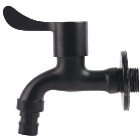 Robinet d'eau de jardin à montage mural noir en acier inoxydable 304 pour salle de bains (machine à laver) (1/4)